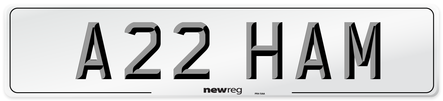 A22 HAM Number Plate from New Reg